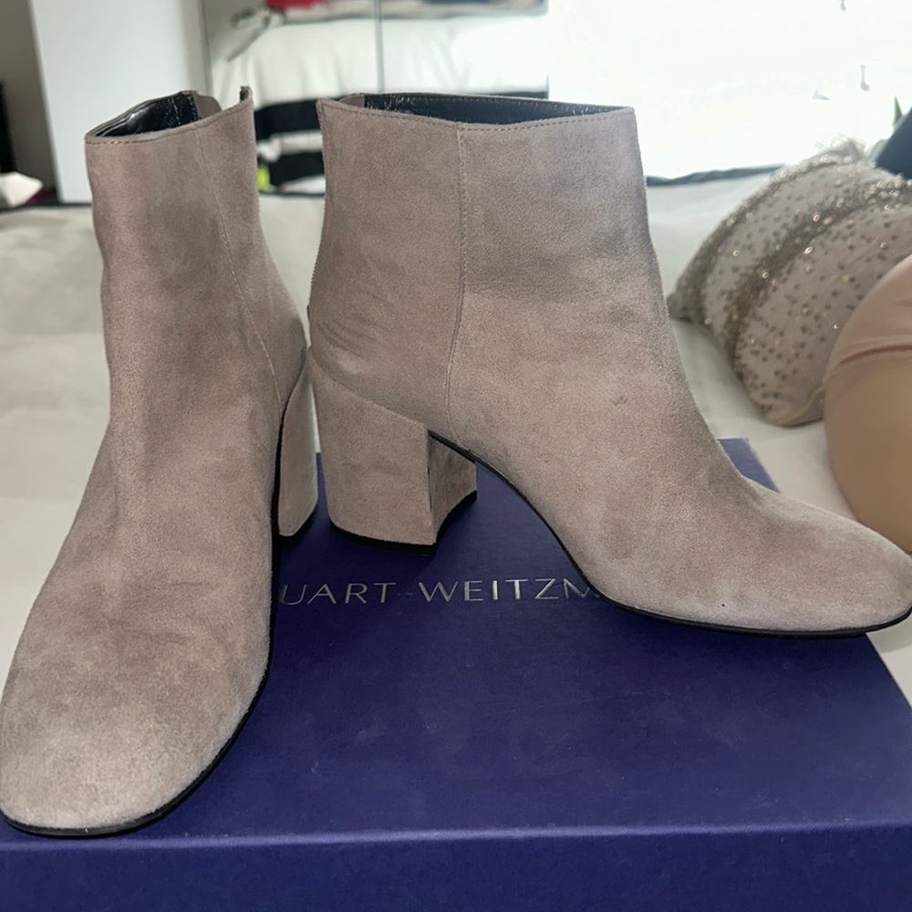 Grey suede Stuart Weitzman boots